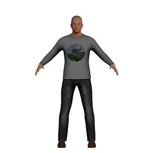 Bald Low-Poly Caucasian Man