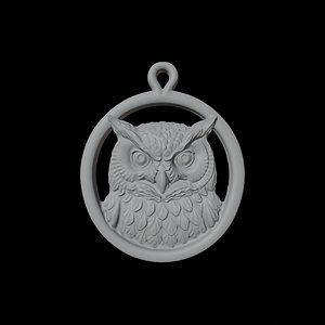 3D Owl Pendant Medallion 3D Print Model Jewelry Pendant model