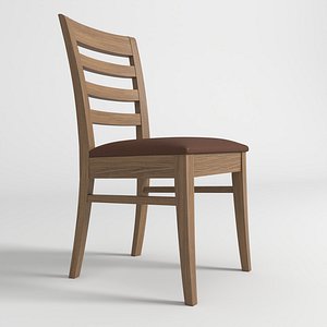 Ladder Back Solid Oak Dining Chair with Leather Seat