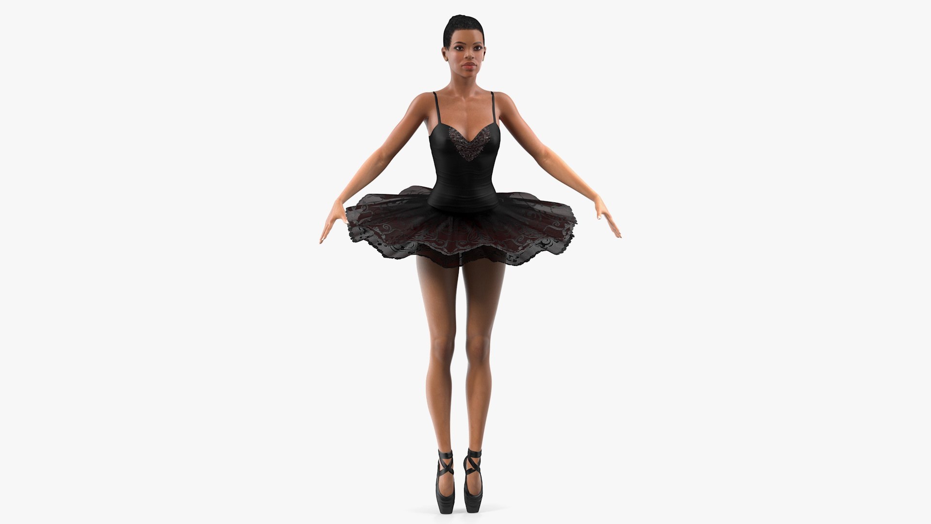 Light Skinned Black Ballerina T Pose 3D model preview