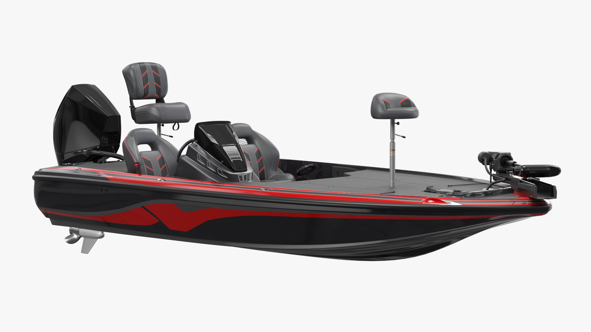 Performance Fishing Boat Red Black Rigged 3D model preview