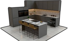 3D model Modern Kitchen Set 03