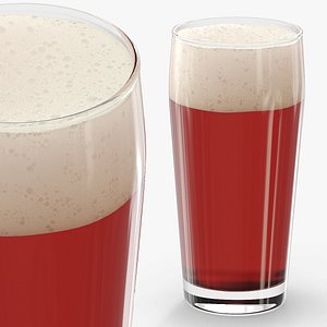 3D Beer Beverage Pint Glass Red model