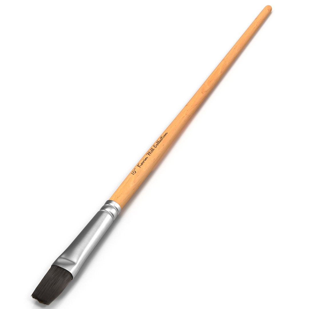 Paint Brush Flat 3 with Fur 3D Model 3D model preview