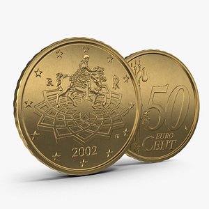 Italian Euro Coin 50 Cent 3D Model