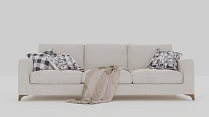 3D model white sofa with pillow