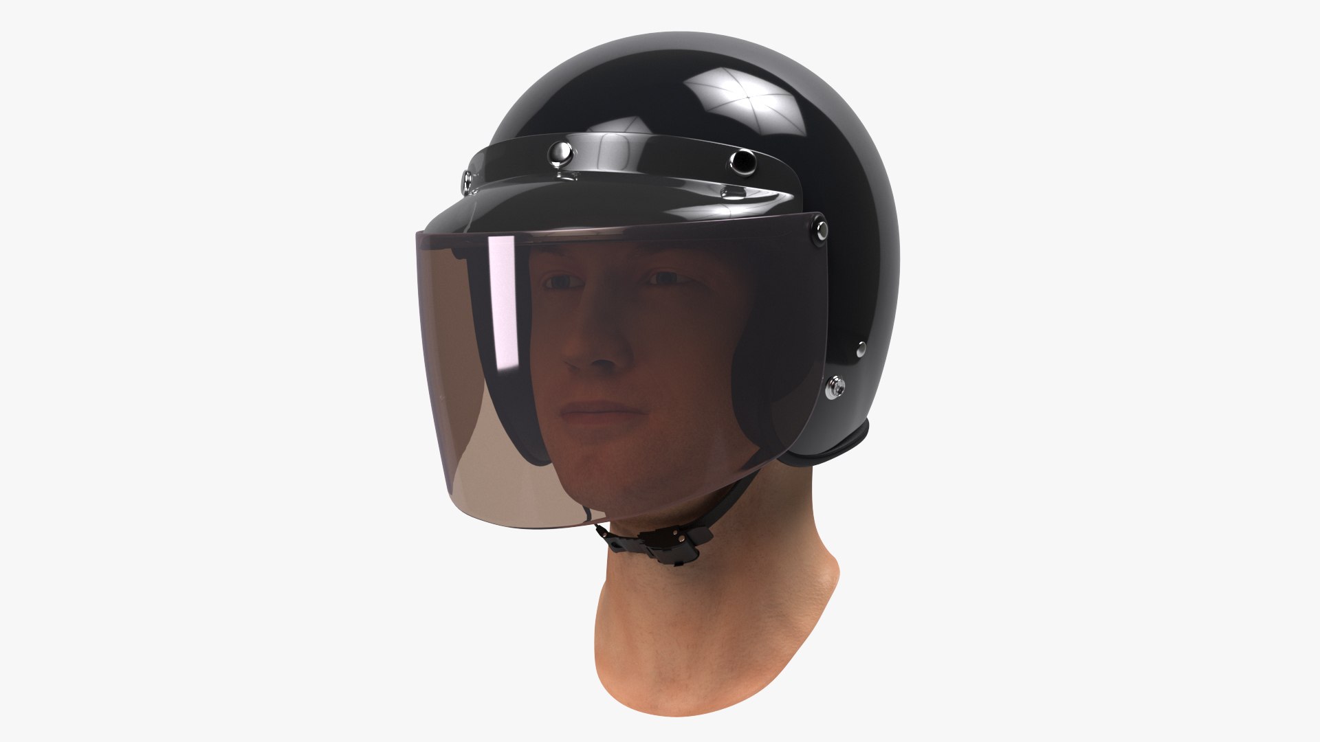 Man Head with Motorcycle Helmet 3D model preview