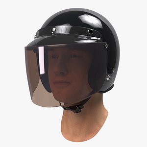 3D Man Head with Motorcycle Helmet