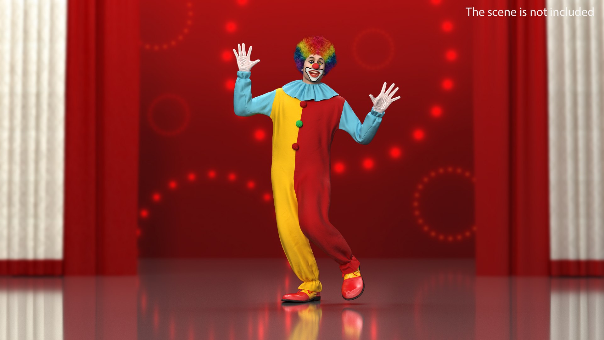 Circus Clown Costume Dancing Pose Fur 3D model preview