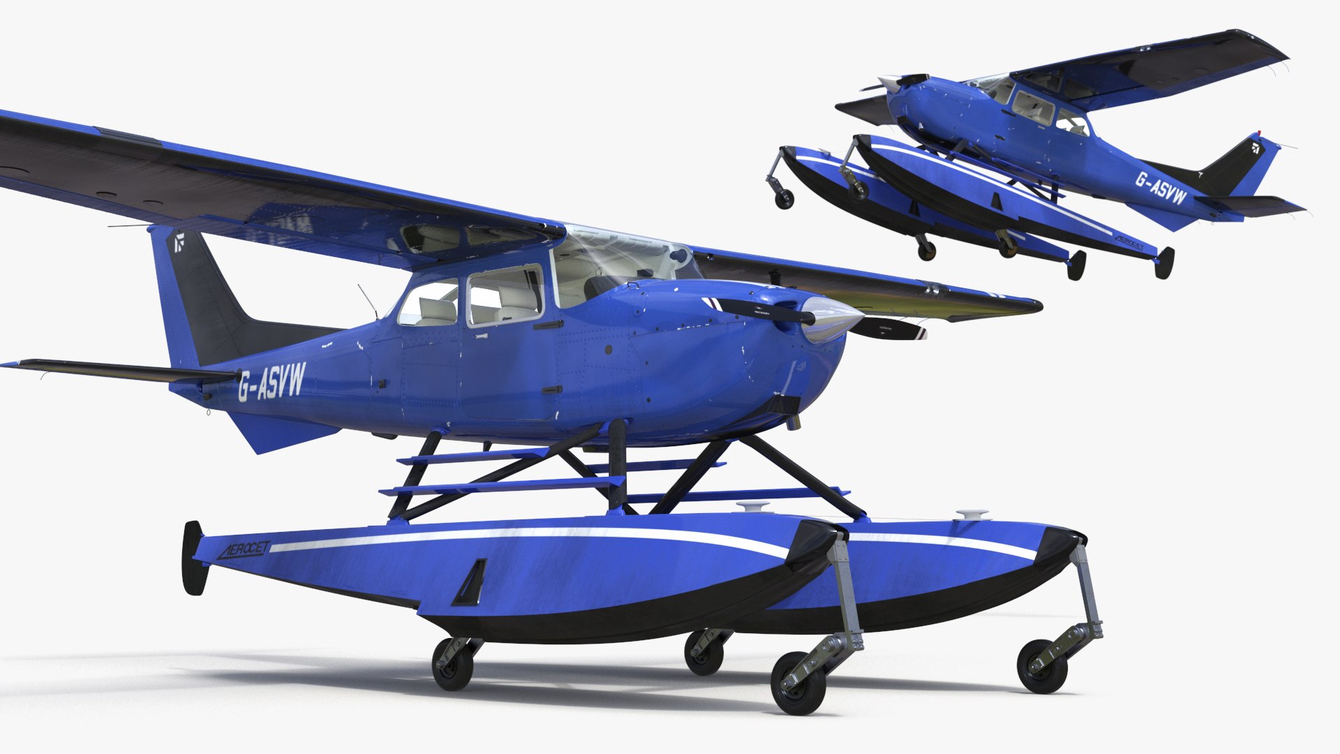 Amphibious Aircraft Cessna 172 3D model preview
