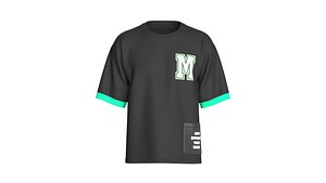 3D Men Printed Drop Shoulder T-Shirt With Leather Pocket