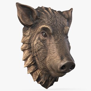 Wild Boar Head Mount Textured 1