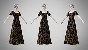 Dress 27 Golden Noir Velvet 3D model