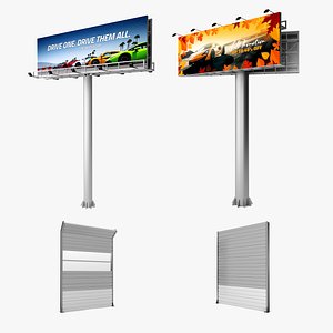 Highway Soundproof Barrier and Billboards 3D model