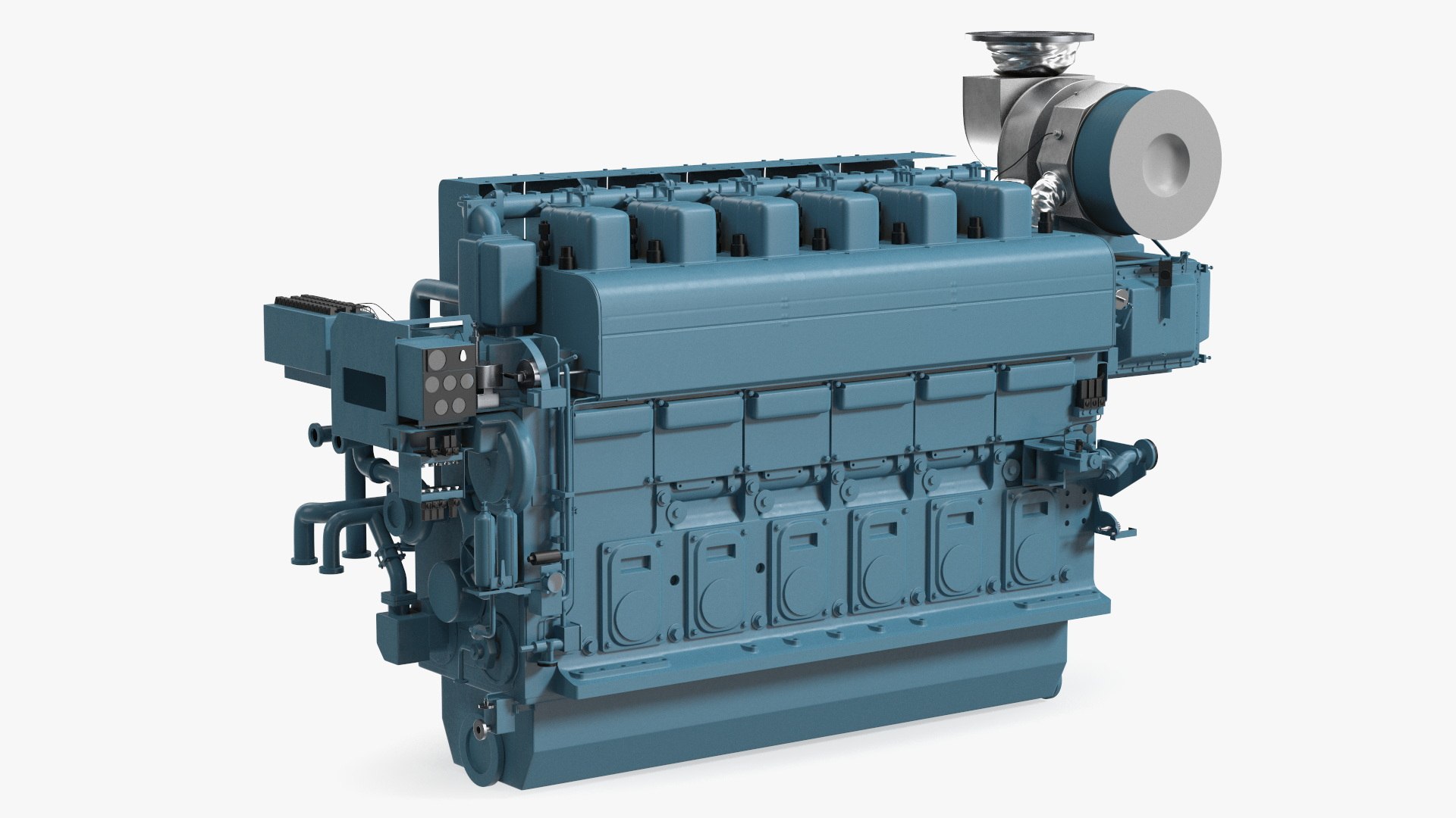 Marine Engine Blue 3D model preview