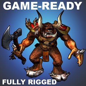 character rigged minotaur warrior armor 3d model