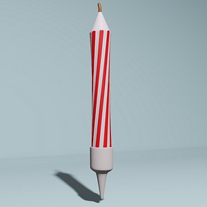3D candle-white-red