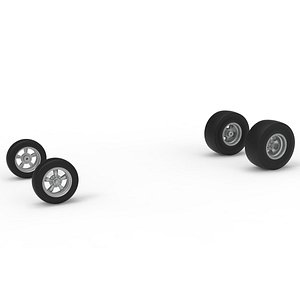 Wheel Set of Vintage Front engine dragster Version 7 Scale 1 to 25