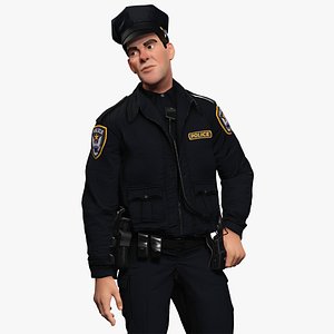 3D Stylized Cop Cartoon Police Officer Rigged Policeman