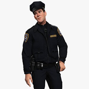 Stylized Cop Cartoon Police Officer Rigged Policeman