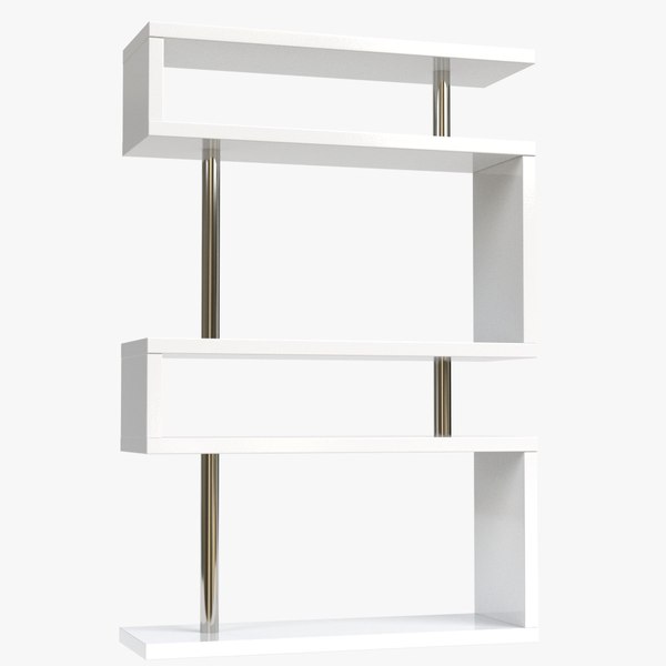 3D modern white bookshelf model