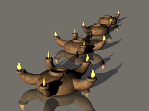 3D antique oil lamps