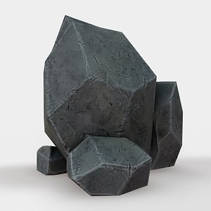 3D model Highly detailed Stone for Game with PBR material