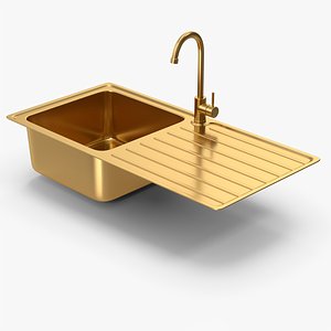 3D Gold Sink With Faucet model