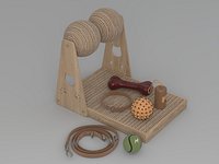 Pet Toys and Accessories Collection with Cat Scratcher low-poly