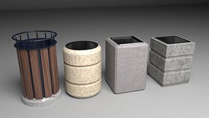 concrete bin set pack 3D