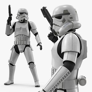Star Wars Imperial Stormtrooper and Blaster Dirty Rigged