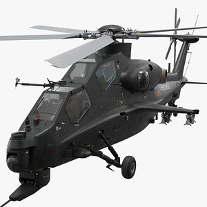 Changhe Attack Helicopter Z-10 Black Simplified 3D model