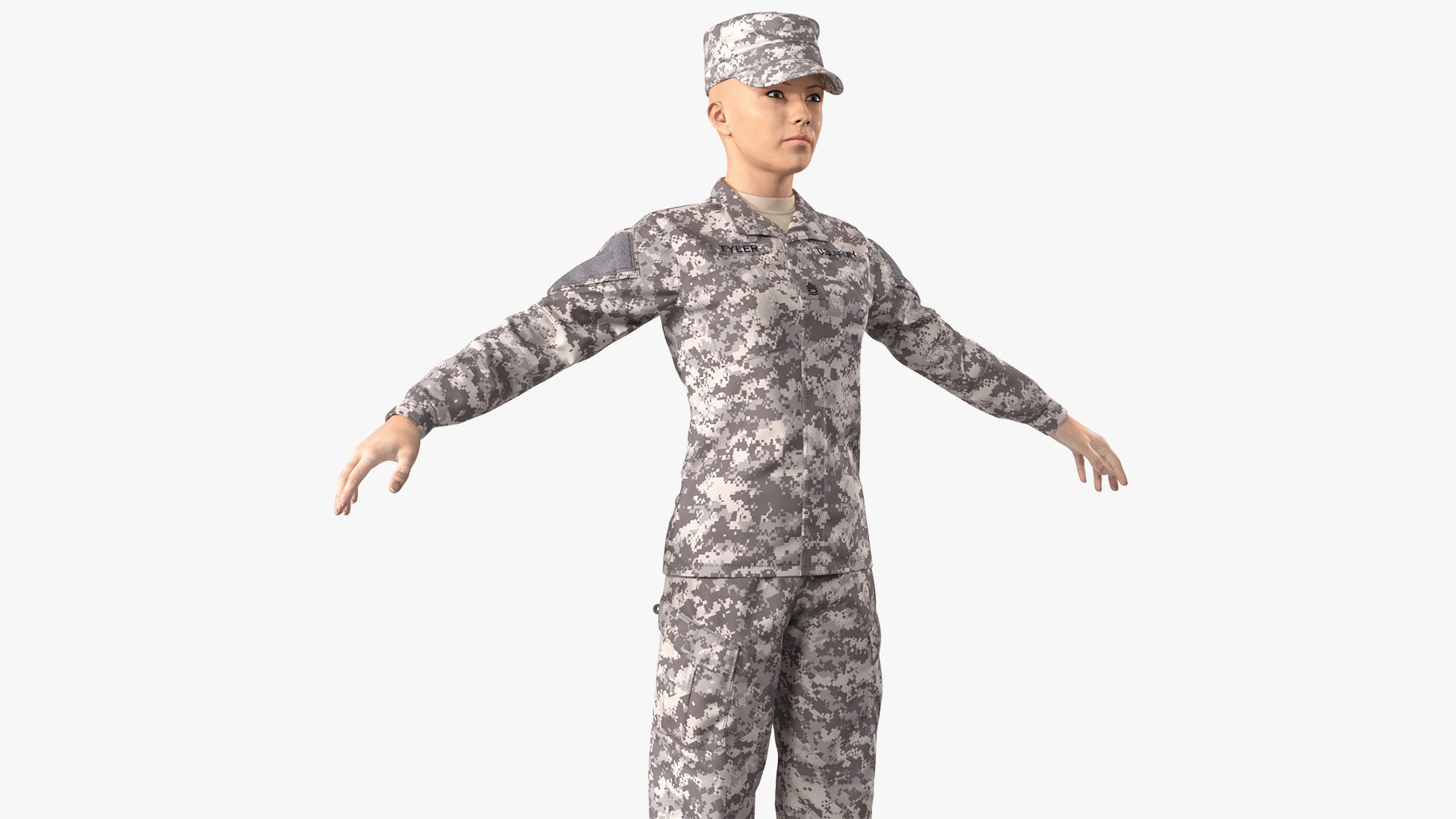 Female US Soldier Military ACU Neutral Pose 3D model preview