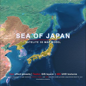 Sea Of Japan Map - 40K Realistic Satellite Terrain - Elevation