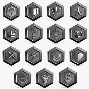 Game Coin Icon Symbol Collection 3D