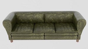 Dark Green Spotted Leather Sofa