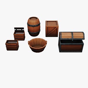 3D model Prop Set 1 Low-Poly Stylized  Container