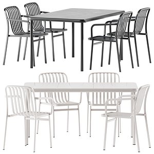 3D KANO Stackable Chair with armrests and BANGI Steel table by BABEL D model