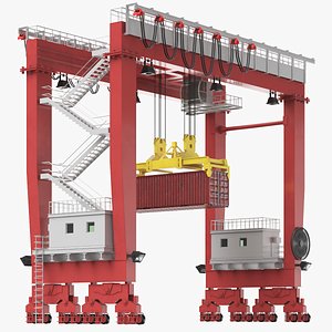 Detailed Gantry Crane Red