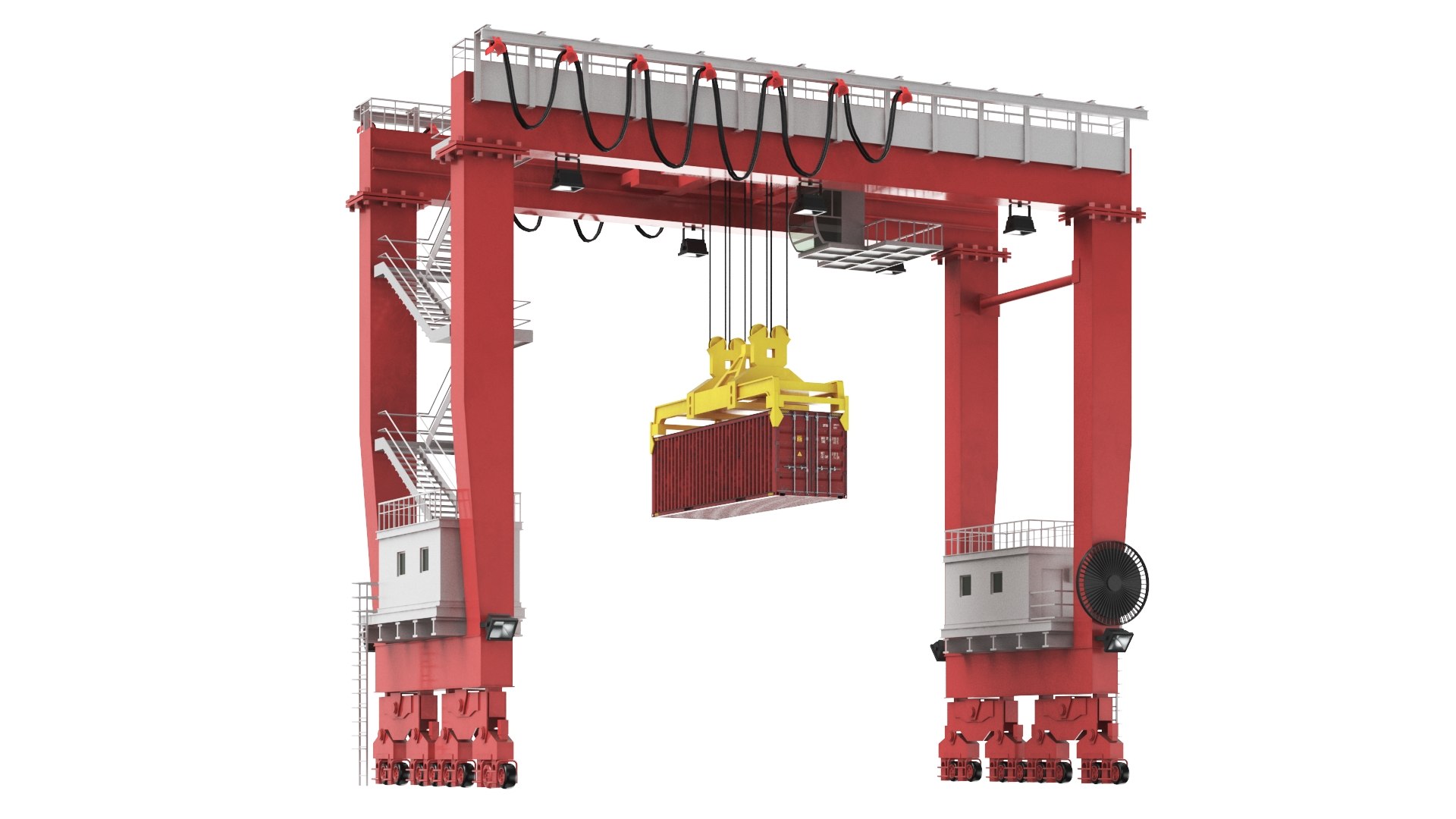 Detailed Gantry Crane Red 3D Model - TurboSquid 2256896