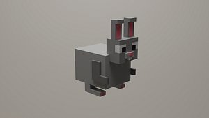 3D Voxel Low Polly Animal Rabbit