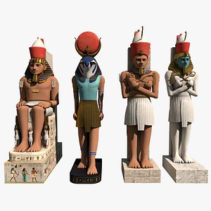 3D Eyptian Statues Pack model