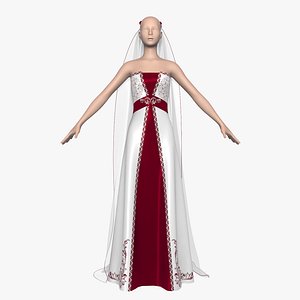 wedding dress 013 female 3d model