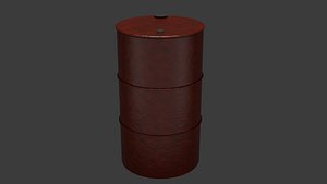 3D 3D Oil barrel Low-poly PBR model model