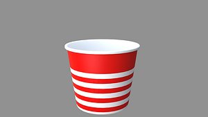 empty striped 03 popcorn tub red 3D model