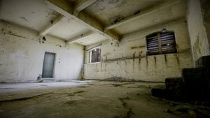 One of the basement rooms in an abandoned factory