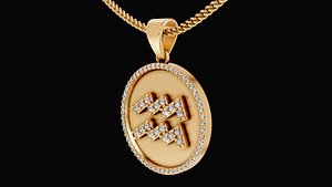 Aquarius Water zodiac pendant 3D model