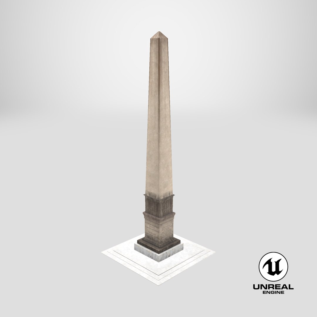 Ancient Roman Obelisk model https://p.turbosquid.com/ts-thumb/Al/mhr3IG/Q7/stemcell_unreal_render/png/1743692206/1920x1080/fit_q87/df6a3170ded9600d45433793402ce66e174b03ac/stemcell_unreal_render.jpg