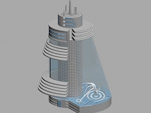 3d futuristic building model