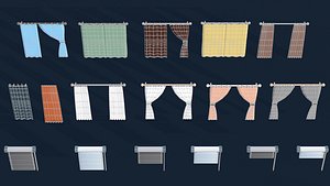 3D 3D Printable Curtain STL Pack Miniature Window Drapes model